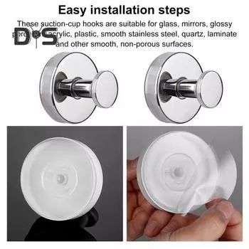 1/2/4 шт. крючки на присосках, устойчивые к коррозии, грузоподъемность 15 фунтов, съемные крючки для полотенец, настенные вешалки для ванной комнаты 2pcs серебряный