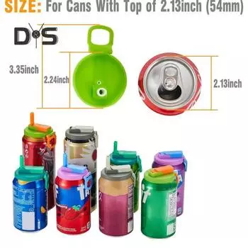 1/2/4 шт. Крышки для банок с газировкой, силиконовые крышки для трубочек, многоразовые, герметичные крышки без бисфенола А для стандартных банок с напитками, пива, сока, сельтерской воды зелёный/оранжевый