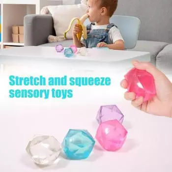 1/2/4 шт., кубик для снятия стресса, игрушка-фиджет с медленным отскоком TPR, мяч для снятия тревожности со стразами, прозрачный кубик льда, сжимающий сенсорную игрушку для детей и подростков, для взрослых, подарок 1pc