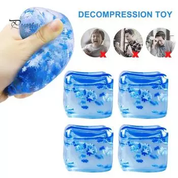 1/2/4 шт. кубик стресса игрушка TPR медленный отскок снятие тревожности жидкость снежинка заполненный квадратный кубик льда давит сенсорная игрушка дети взрослые подарок 1pc