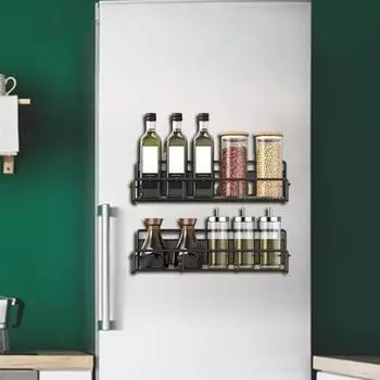 1/2/4 шт. Магнитная полка для хранения в холодильнике, не выдерживает ударов, противоскользящая, с большой несущей способностью, сильный магнит, держатель для специй и приправ для кухни, микроволновая печь S