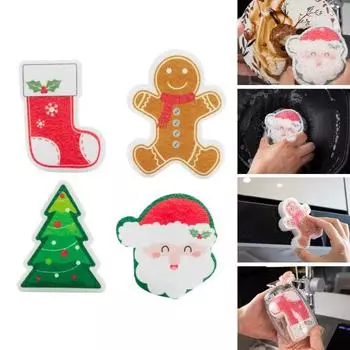 1/2/4 шт. набор губок для мытья посуды многоразовые чистящие губки превосходное впитывание Рождественская тематика кухонные скребки E