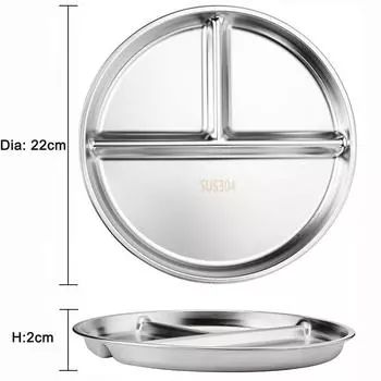 1/2/4 шт. Разделенные тарелки из нержавеющей стали 304, круглая тарелка с 3 отделениями для взрослых, детей, обедов, диетических ужинов, походных продуктов