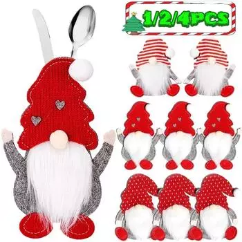 1/2/4 шт. Рождественский держатель для столовых приборов, карманные сумки для ножей, вилок, рождественская новогодняя посуда, украшения для рождественской кухни, принадлежности для декора