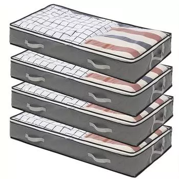 1/2/4 шт. Складные сумки для хранения одежды под кроватью, нетканые прозрачные оконные ручки, усиленные органайзеры, аксессуары для спальни