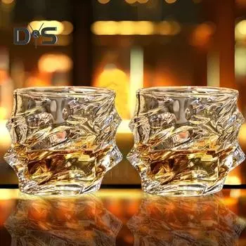 1/2/4 шт. стеклянные стаканы для виски, тяжелые барные стаканы с толстым дном, стаканы для бурбона из искусственного хрусталя, витые стеклянные стаканы для виски, посуда для покера 1pc