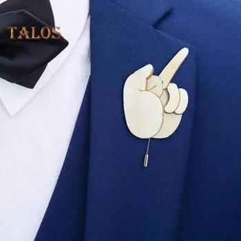 1/2/4 шт. забавная деревянная брошь на палец ручной работы, перекидная булавка на средний палец, булавки для выражения настроения, значок экспресс-эмоции 1pc