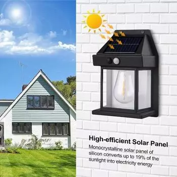 1/2/4PCS Solar LED Tungsten Wall Lamp Outdoor Garden Courtyard Decoration Ambient Wall Light Body Induction Waterproof Wall Lamp 1pc чёрный