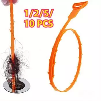 1/2/5/10 шт 52 см средство для удаления засоров из канализации, средство для удаления волос из канализации, инструмент для прочистки труб, средство для удаления волос из канализации, кухонной раковины, ванны в ванной 1 PCS оранжевый