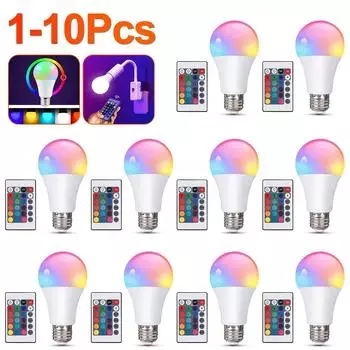 1/2/5/10 шт. RGB 220 В светодиодная лампа с дистанционным управлением E27 лампа с регулируемой яркостью для умной комнаты, праздничное освещение для рождественской атмосферы