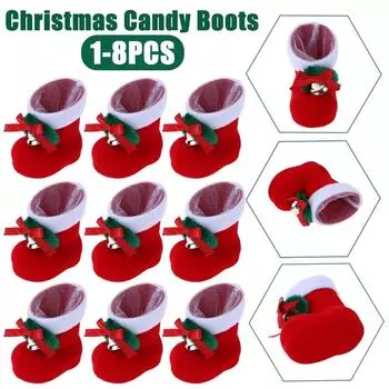 1/2/5/8Pcs Christmas Gift Candy Boots Home Party Decor Christmas Santa Claus Candy Boots Mini Xmas Tree Decoration Pendant 2025