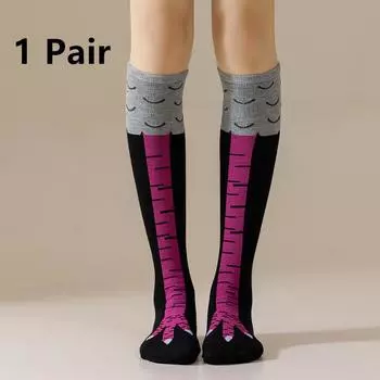 1/2/5 пар женских гольф до колена, модные мультяшные забавные носки с куриной лапой, фитнес, спорт, кэжуал, облегающие ногу, длинные носки-трубы, женские 4050