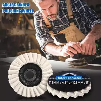 1/2/5 шт. 4,5 дюйма/5 дюймов шерстяной войлочный лоскутный полировальный диск шерстяной круглый полировальный круг для металла мрамора камня мебели автомобильного воска 4.5inch 1pc