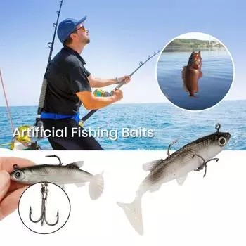 1/2/5 шт., 8 см/14 г, мягкая рыболовная приманка с крючком, Т-образный хвост, реалистичные 3D глаза, бионическая искусственная приманка, аксессуары для ловли карпа в пресной воде и соленой воде 1pc