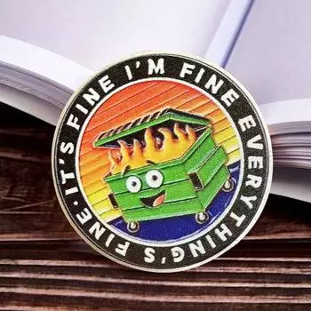 1/2/5 шт. монета в виде пламени мусорного контейнера, резная памятная медаль, медальон из металла, круглая коллекционная монета, украшение для домашнего офиса и стола 5pcs