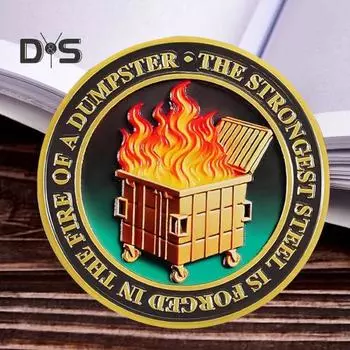 1/2/5 шт. монета в виде пламени мусорного контейнера, резная памятная медаль, медальон из металла, круглая коллекционная монета, украшение для домашнего офиса и стола 2pcs