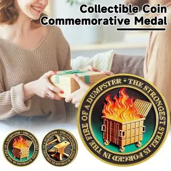 1/2/5 шт. монета в виде пламени мусорного контейнера, резная памятная медаль, медальон из металла, круглая коллекционная монета, украшение для домашнего офиса и стола 2pcs