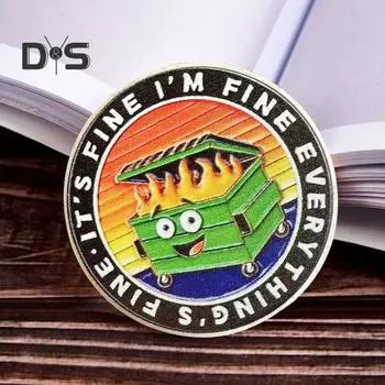 1/2/5 шт. монета в виде пламени мусорного контейнера, резная памятная медаль, медальон из металла, круглая коллекционная монета, украшение для домашнего офиса и стола 5pcs