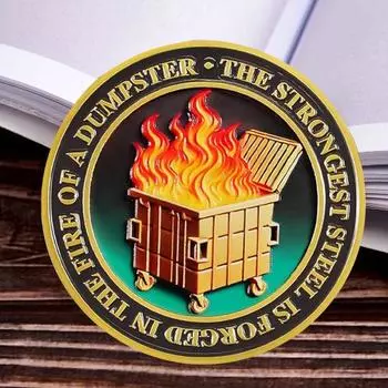 1/2/5 шт. монета в виде пламени мусорного контейнера, резная памятная медаль, медальон из металла, круглая коллекционная монета, украшение для домашнего офиса и стола 1pc