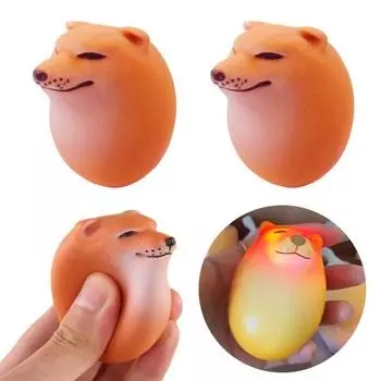 1/2/5 шт. Мягкая игрушка-яйцо Шиба-ину со светодиодом, медленный отскок, снятие стресса, портативная 1pc жёлтый