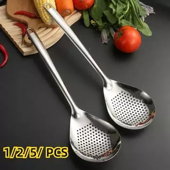 1/2/5 шт. Нержавеющая сталь ложка-сито кухонный дуршлаг ложка-фильтр пищевой совок перфорированный шумовка дуршлаг 23cm-1PCS