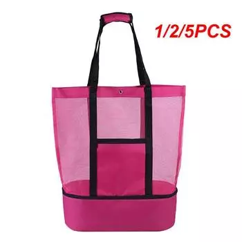 1/2/5 шт. портативная термосумка-холодильник двухслойная сетчатая прозрачная сумка для пикника, кемпинга, отдыха, пляжа, сумка для хранения напитков и свежести Style A 1pc