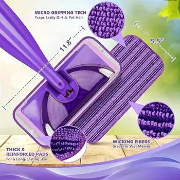 1/2/5 ШВАР ДЛЯ МЫТЬЯ ШВАБРЫ ИЗ МИКРОФИБРЫ - МНОГОРАЗОВЫЙ, СИЛЬНОЕ ВЛАГОПОГЛОЩЕНИЕ, МОЖЕТ СОБРАТЬ ШЕРСТЬ ДОМАШНИХ ЖИВОТНЫХ, НАДЕЖНОЕ СЦЕПЛЕНИЕ С ПЫЛЬЮ И ГРЯЗЬЮ, АКСЕССИИ ДЛЯ УБОРКИ 1 PCS синий