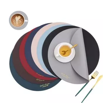 1/2/6 комплектов круглых подставок под приборы и подстаканников, роскошный формованный коврик из искусственной кожи PU для кофейного столика, кухонные принадлежности для кафе, серые 1set