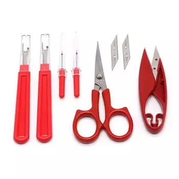1/2/6 шт. Набор для распарывания швов, красные ножницы для распарывания ниток, распарыватель швов и нитеобрезатель для удаления швейных ниток as picture