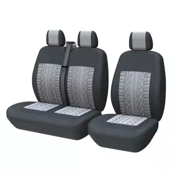 1 + 2 чехлы на автомобильные сиденья в полоску для Iveco Daily для 2 + 1 Ford Transit для Sprinter 02 для Opel Vivaro серый