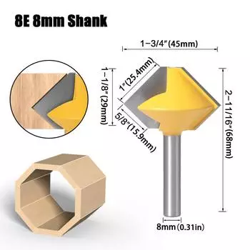 1/2 Handle 3-piece Set Multilateral Knife Bird s Beak Interface Knife 6 Sides 8 Sides 12 Sides Multi-purpose Knife Tenon Knife Woodworking Router 8-Side mortise knife 8 handle