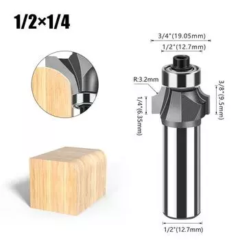 1/2 Handle Fillet Cutter Chamfering Milling Cutter, Commonly Used Fillet Cutter Preferably Tungsten Steel Alloy Fillet Cutter Trimming Machine Tool Rounded Knife 1/2 * 1/4