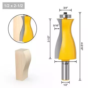 1/2 Handle Waist Slim Cabinet Foot Knife Woodworking Milling Cutter Engraving Machine Trimming Knife Floor Foot Line Lace Door Cabinet Top Line Knife Slim waist cabinet foot knife 1/2 * 63.5