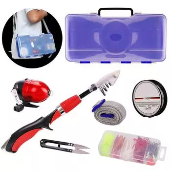 1.2 Комбинированная детская удочка с рыболовной катушкой, леской, коробками для приманок и удочками