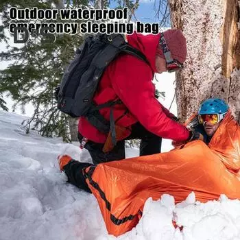 1/2 комплекта аварийного спального мешка со свистком для выживания, портативное термоодеяло, легкое, водонепроницаемое, для кемпинга на открытом воздухе, для пешего туризма, для взрослых, палатка 1pc оранжевый