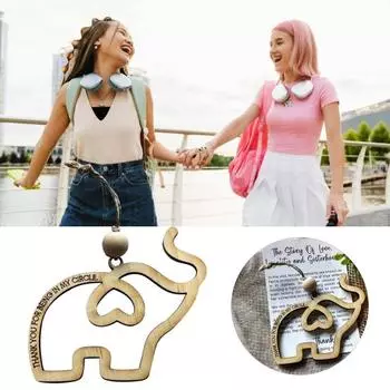 1/2 комплекта деревянных украшений в виде слона сестринства с картой истории, женское племя, полый слон, подвесное украшение, кулон, подарок дружбе 1pc