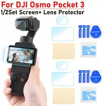 1/2 комплекта для DJI OSMO Pocket 3 HD Защитная пленка для объектива + Защитная пленка для экрана Защитная пленка для объектива Прозрачная защитная пленка для экрана