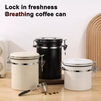 1,2 л/1,5 л, 1 комплект, банка для хранения кофейных зерен, канистра для кофе из нержавеющей стали с мерной ложкой для отслеживания даты для дома 1200ml белый