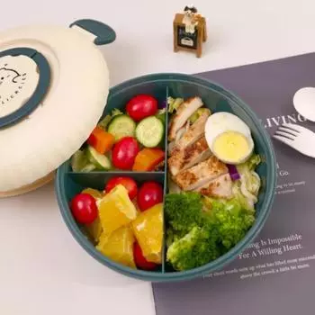 1,2 л двухслойный ланч-бокс Bento Box для студентов, офисных работников, портативный ланч-бокс с решеткой для соуса, контейнеры для еды в микроволновой печи зелёный