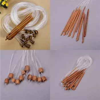 1,2 м, 48 дюймов, 12 разных размеров/набор крючков для вязания крючком из тунисского карбонизированного бамбука