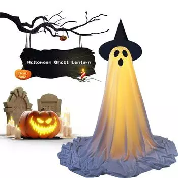 1/2 Packs Halloween Ghost Lights Light Up Ghost for Porches Yards Gardens Lawn E
