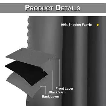 1/2 Panel Kitchen 100% Blackout Window Curtain Thermal Insulated Short Curtain Rod Pocket Tier Small Panels Privacy Curtain Tier 85x91cm