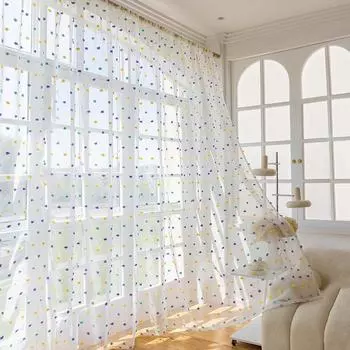 1/2 панели прозрачные шторы вуаль бохо шторы цветные помпоны карниз тюль полупрозрачные оконные шторы для гостиной спальни 132x160cm