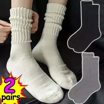 1/2 пары длинных женских носков Lolita, осень-зима, однотонные, вязаные, теплые, женские носки-трубы, вязаные крючком, чулки с манжетами