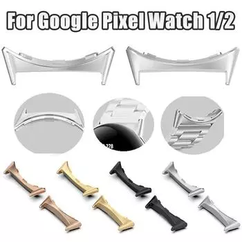1/2 пары металлических соединителей для Google Pixel Watch/Pixel Watch 2 из нержавеющей стали 20 мм ремешок ремешок адаптер для часов аксессуары для Google Pixel Watch 1 pair of connectors for Google Pixel Watch 1/2 серебряный