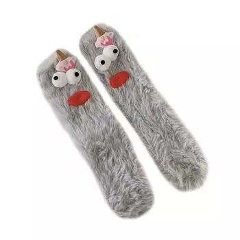 1-2 пары носков с изображением монстров из мультфильма, коралловые бархатные зимние теплые женские носки, носки для сна для девочек, детские пушистые носки, домашние чулки