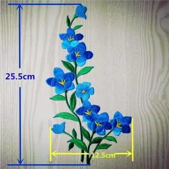 1/2 пары синих цветочных нашивок, вышитых термонаклейками для одежды, наклеек, аппликаций, аксессуаров для самостоятельной сборки