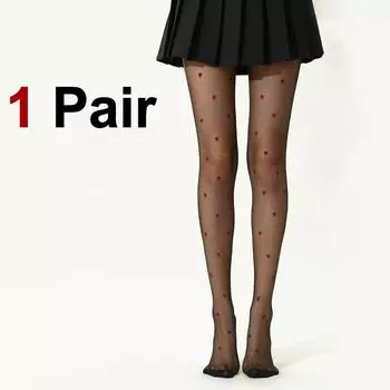 1/2 пары женских прозрачных чулок с узором в форме сердца, черные сексуальные облегающие шелковые чулки, комбинезон, плотные эластичные носки для отдыха One Size