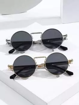 1/2 PC S Fashion Round Metal Frame Spring Decor Sunglasses For Outdoor Daily Life Shades Punk Vintage Eyewear Accessories.