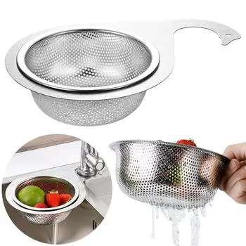 1/2 PCS Stainless Steel Hanging Sink Strainer Dry Wet Separation Sink Drain Strainer Basket Sink Garbage Filter Household Gadget